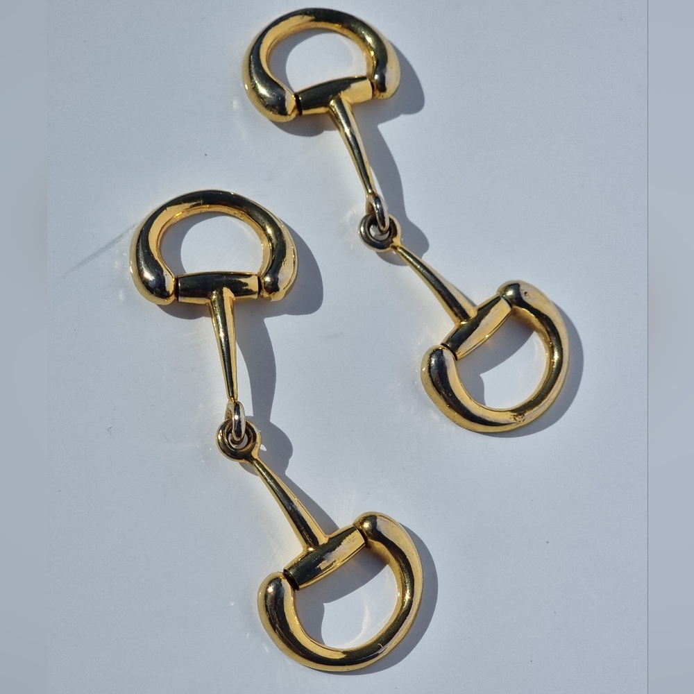 Two Gold Tone Gucci Horsebit Metal Accents